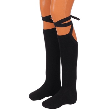 Image 1 of Дамски 3/4 чорапи в черно с широки връзки-ленти