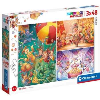 Clementoni Пъзел 3в1, Clementoni, Circus, 3 x 48 части, Многоцветен, 4+ (406603) (406603)