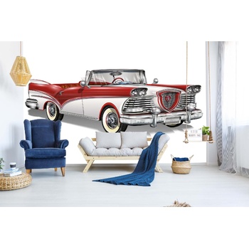 DIMEX ART s. r. o Самозалепваща се флизелинова фототапета ретро червен кабриолет 375 x 250 см