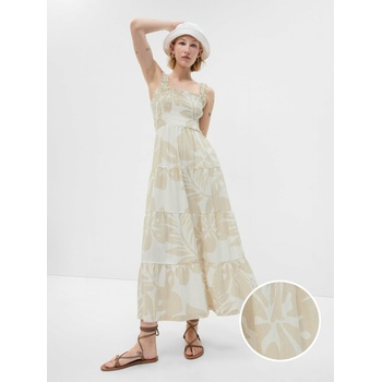 GAP Ленени цветни макси рокли GAP GAP | Byal | ЖЕНИ | XXS