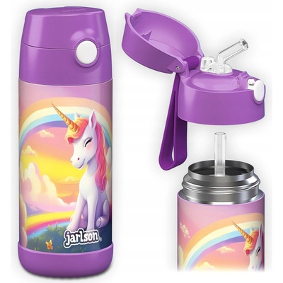 Jarlson Mali dětská nerezová termoláhev na pití Unicorn 350 ml fialová