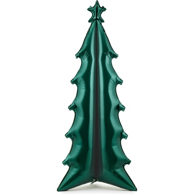 PartyDeco Stojící fóliový XXL balón - Vánoční stromeček zelený 77 x 184 cm