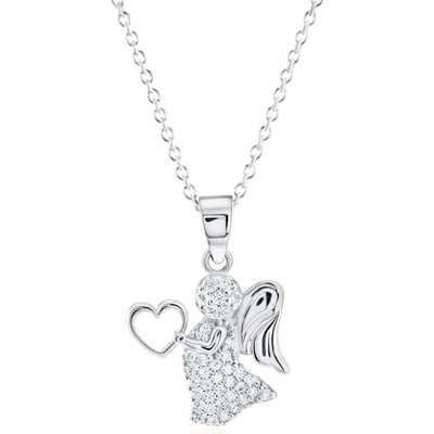 Gemmax Řetízek s přívěskem andílek se srdíčkem z bílého zlata GLSWB-40281-39271