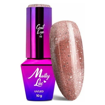 Gél lak Molly Lac Cat Eye Foxy Eyes 553 Radiant Brown 10 g – magnetický Cat Eye efekt