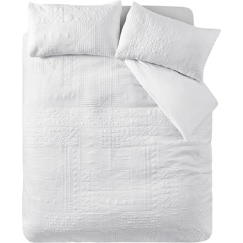 Catherine Lansfield Бяло единично спално бельо 135x200 cm Folkstone Geo - Catherine Lansfield (BD/59818/W/SQS/WH)