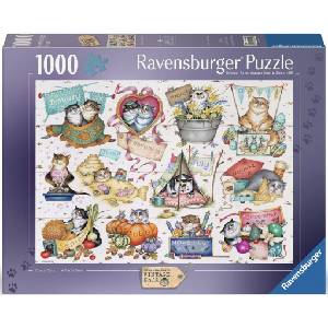 Ravensburger Пъзел Ravensburger от 1000 части - Crazy Cats: Котешки календар (7012001452)