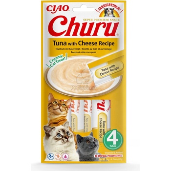 INABA Cat Ciao Churu кремообразна храна за котки - риба тон, кашкавал 4 x