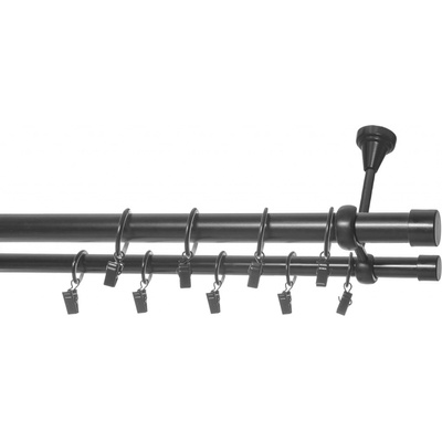 Rolmajster Kovová záclonová tyč Čierna Stropná 25 mm 250 cm