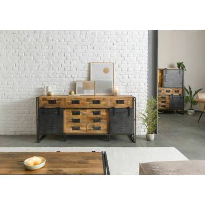Bighome - Príborník Mango 195x45x90 prírodný lak / Metall grau BLACKBURN