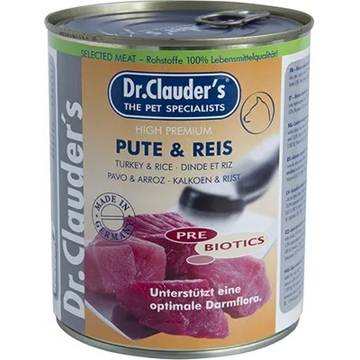 Dr.Clauder's Selected Meat Pute Reis/Pre Biotics/ - консервирана храна за кучета с пуешко месо и ориз, 3 броя х 400 гр