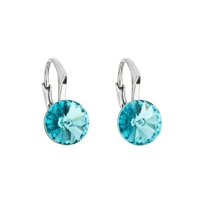 Pavona stříbrné s Crystals from Swarovski® Turquoise 31229.3 Light Turquoise