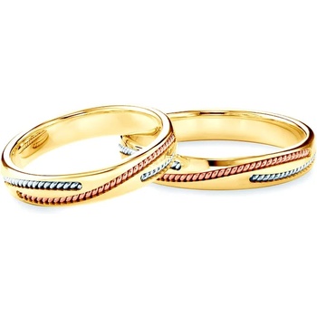 SAVICKI Сватбени халки: трицветно злато, кръгли. 4 мм