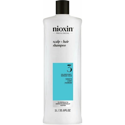 Nioxin System 3 čistiaci prostriedok pre jemné vlasy chemicky zväčšené normálne až tenké vlasy 1000 ml