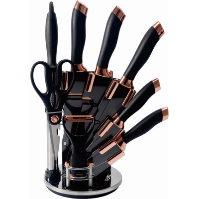 VOLTZ Комплект ножове Oliver Voltz OV51633K9G, 9 части, Поставка, Черен/Розово злато (5V51633K9G)
