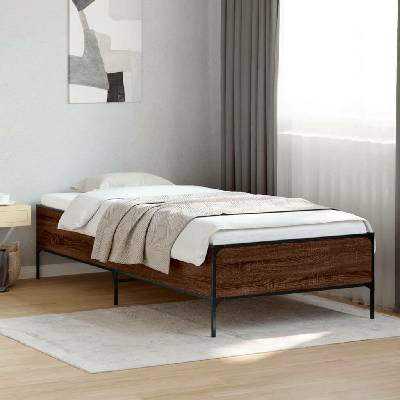 zahrada-XL 844965 Rám postele hnědý dub kompozitní dřevo a kov