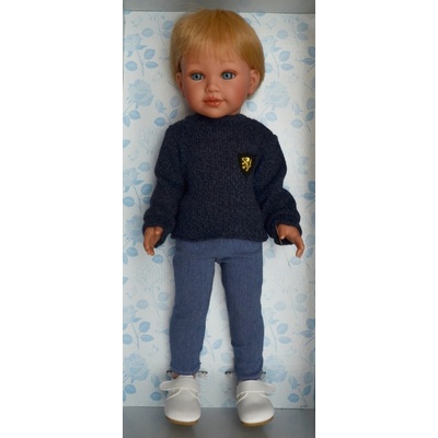 Vestida de Azul Realistická chlapeček David v modrém pleteném svetru David 45 cm