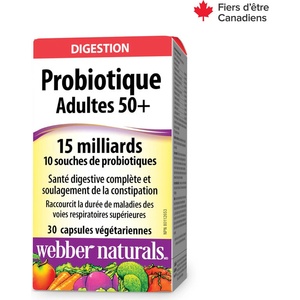 Webber Naturals Чревен баланс и добро храносмилане - Пробиотик за възрастни 50+, 15 млрд. активни пробиотици, 10 щама, 30 капсули (3898 wn)