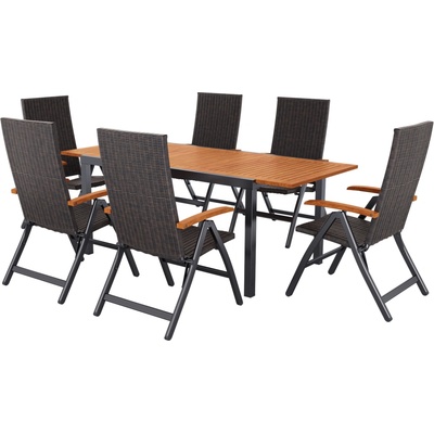 Livarno 800012206 Valencia Hliníkový záhradný stôl 143 – 194,5 x 90 x 74 cm + Skladacie kreslo 6 ks