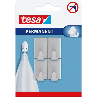 tesa Samolepicí háčky Permanent S obdélníkové, nerezová ocel, 4 ks – Zboží Dáma
