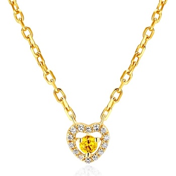 SAVICKI Колие със сърце Savicki: злато, диаманти, жълт кварц
