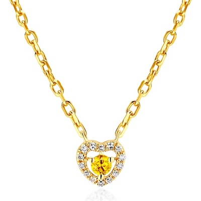 SAVICKI Колие със сърце Savicki: злато, диаманти, жълт кварц