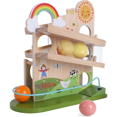 Derrson dřevěná kuličková dráha Happy farm – Zboží Mobilmania
