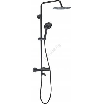 Rea Rea-p4113 - Комплект за душ с термостатен смесител lungo, матово черен (re0265)