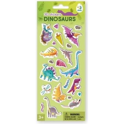 Samolepky 3D dinosaury pena na karte v sáčku 10x25cm