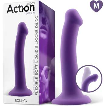 Action Bouncy Liquid Silicone Dildo Hiper Flexible 7" 18 cm Size M Purple