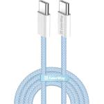 ColorWay Кабел Type-C CW-CBPDCC061-BL, памучна оплетка, PD Fast Charging 60W, 3.0A 1M син (CW-CBPDCC061-BL)