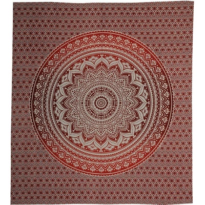 BOB Batik přehoz na postel indický Lotos vínově červený bavlna King size 230 x 205 cm