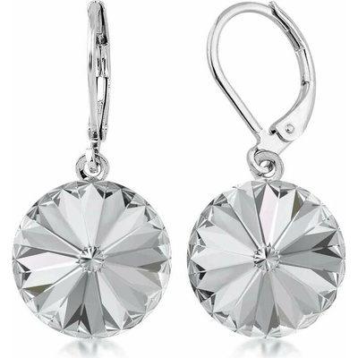 Swarovski Elements Rivoli vlepený krystal 12mm Ocelové náušnice visací bimbací bílé kulaté 51078.1 Crystal (bílá, čirá, křišťálová)