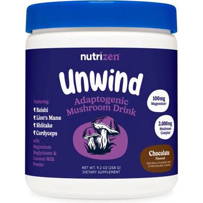 Nutricost Смес от адаптогени гъби (рейши, лъвска грива, шийтаке, кордицепс) + магнезий 258 g прах, с вкус на шоколад | Nutricost (57471 (681102) NC)