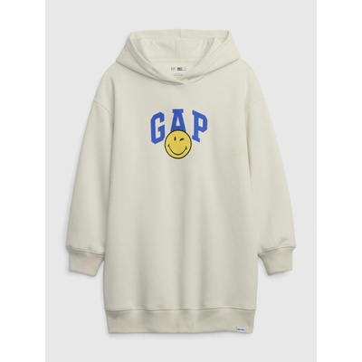 Detské mikinové šaty Gap × SmileyWorld béžová