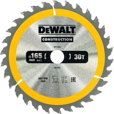 DEWALT Циркулярен диск Dewalt DT1935 за дърво 165x20x2.4мм, 30z (DT1935)