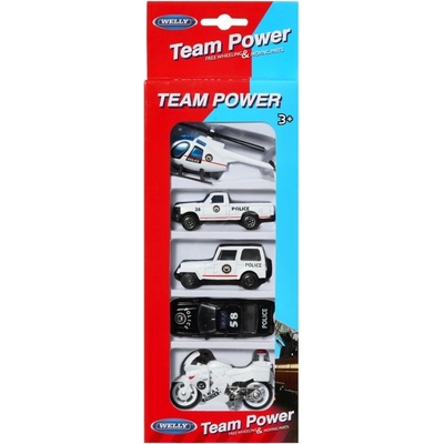 Welly Игрален комплект Welly Team Power - Полиция, 5 части (1DCTYWE0TP97506V0D)
