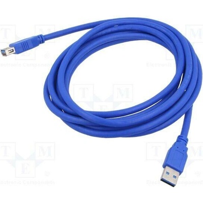 Lanberg CA-US3E-10CC-0030-B USB 3.0; USB A zásuvka,USB A vidlice, zlacený, 3m, modrý