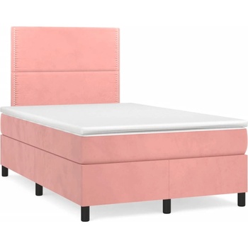 vidaXL Боксспринг легло с матрак, розово, 120x190 см, кадифе (3269994)