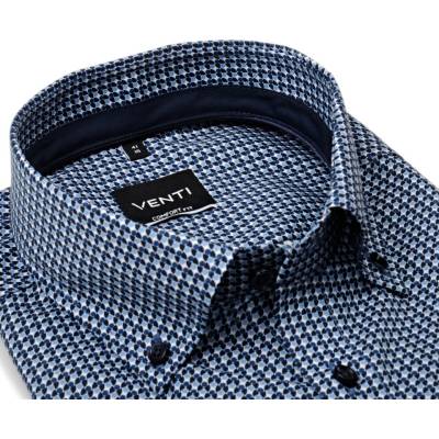 Venti Comfort Fit košile s modrým kroužkovým vzorem, vnitřním límcem a manžetou