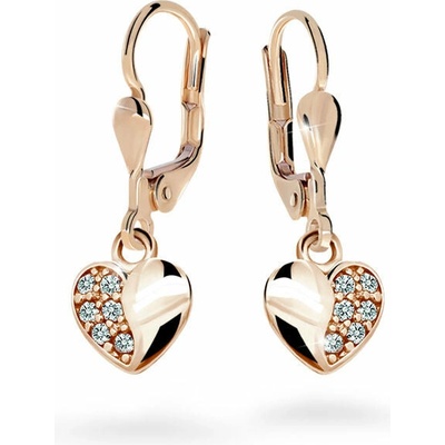 Danfil detské náušnice srdiečka C2160 zo ružového zlata white klapka