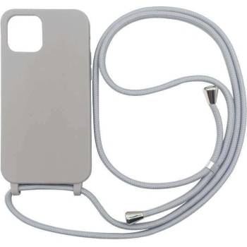 Pouzdro SES Gumové ochranné se šňůrkou na krk Apple iPhone SE 2022 - šedé