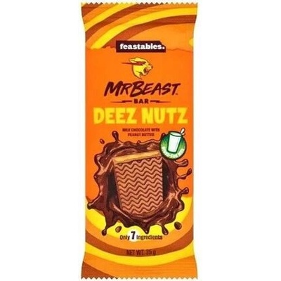 Feastables MrBeast Deez Nuts mléčná čokoláda s náplní z arašídového másla 35 g