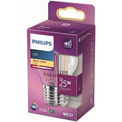 Philips 8718699763299 LED žárovka 1x2W E27 250lm 2700K teplá bílá, čirá, EyeComfort