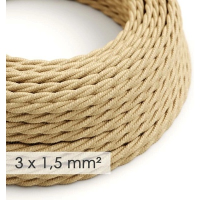 Creative Cables spirálový 3x1,5mm² juta 1 m