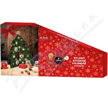 LEROS BYLINNÝ ADVENTNÝ KALENDÁR STROMČEK 4 24 druhov čajov po 1 vrecúšku ozdoby 24 ks menovky 24 ks 39,3 g inov. 2024 1x1 set