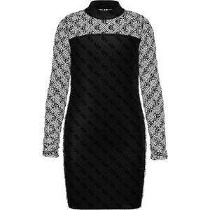 Guess Комбинирана рокля за момиче в черен цвят покрита с лога Guess