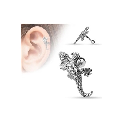 Piercingate činka do ucha ještěrka PNC00060 čirá