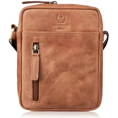 Svetlo hnedá malá pánska kožená crossbody taška Navian