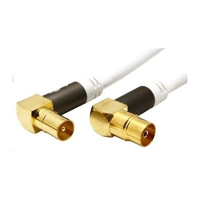 goobay goobay Kabel anténní TV, 135dB, 4x stíněný, IEC169-2, M-F (lomené, zlacené), 10m, + redukce M-M, bílý