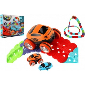 Teddies Autodráha barevná pružná auto na baterie se světlem